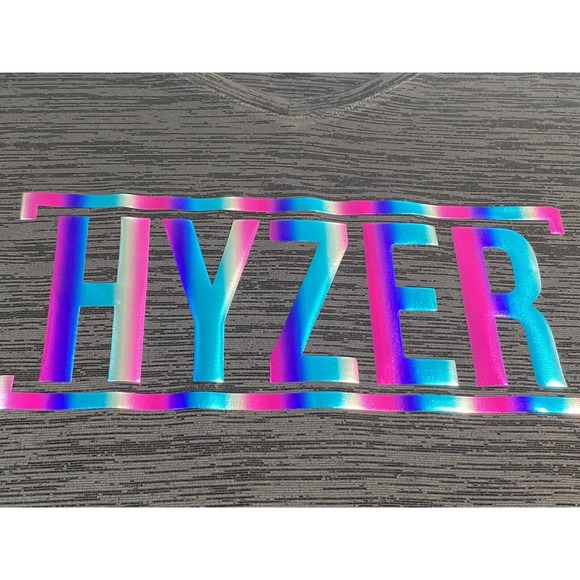 Disc Golf Shirt RAINBOW HOLOGRAPHIC HYZER Logo Unisex Jersey Active XL Grey - Picture 3 of 12